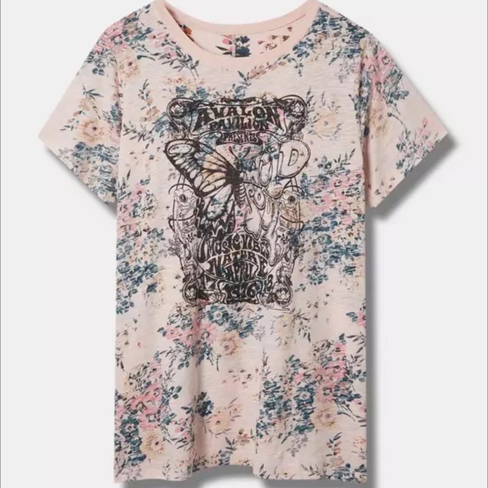 Torrid Boho Floral Butterfly Graphic Tee - Pink